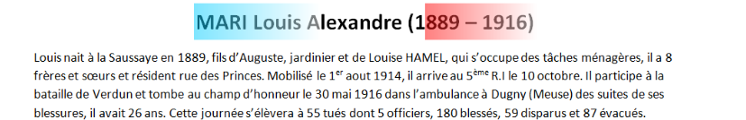 Mort MARI Louis Alexandre texte