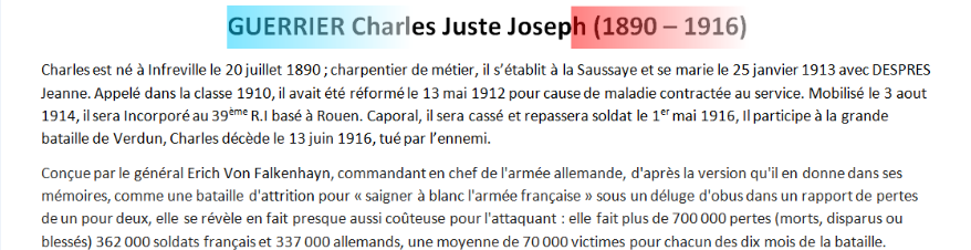 Mort GUERRIER Charles Juste texte